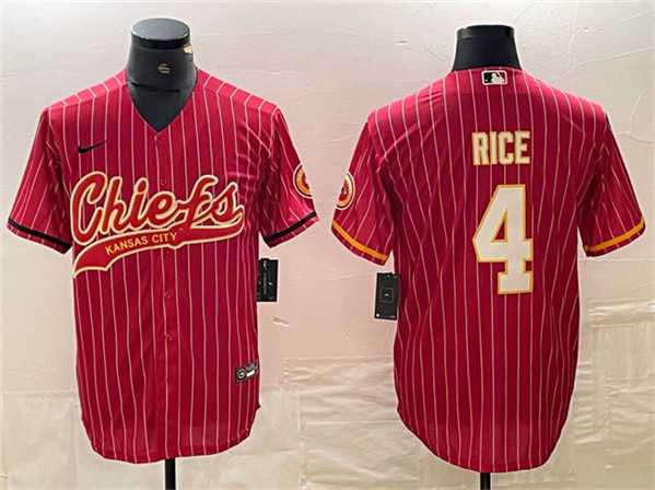 Men%27s Kansas City Chiefs #4 Rashee Rice Red Cool Base Stitched Baseball Jersey